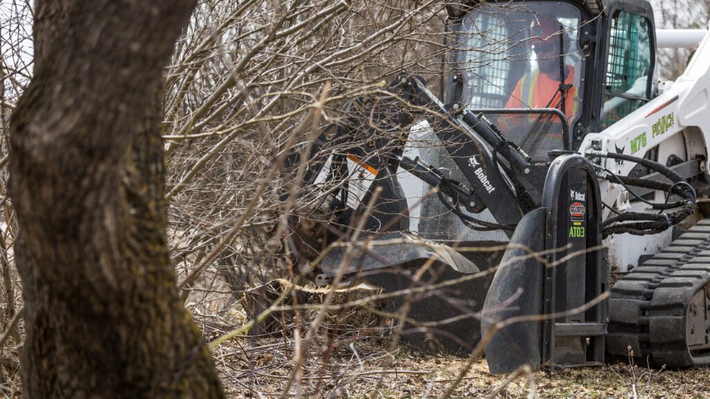 A tree stump grinder