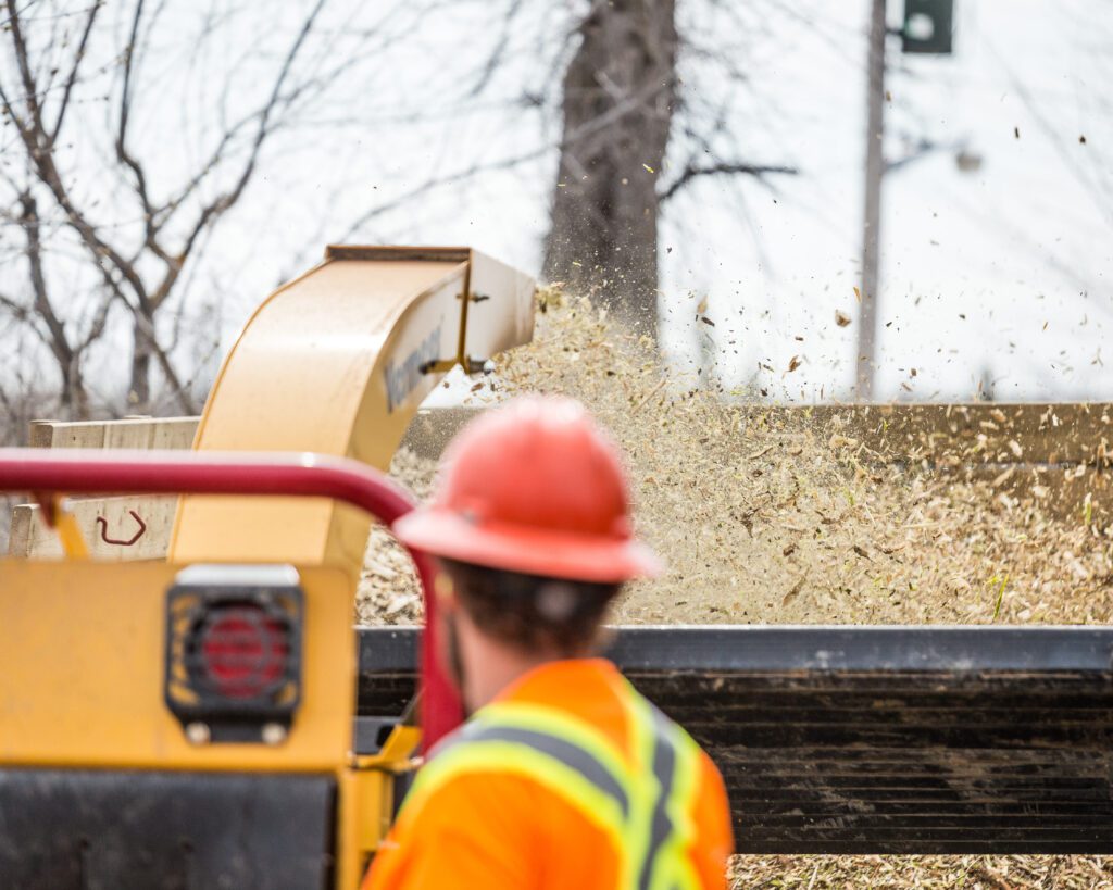 a close up of Pevach Corp's mulching machine.