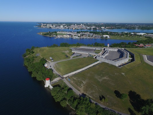 Fort Henry Kingston overlooking Lake Ontario at sunset.