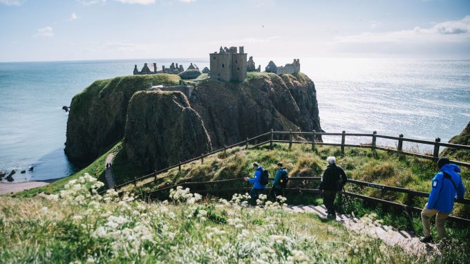 Scotland castle people walking