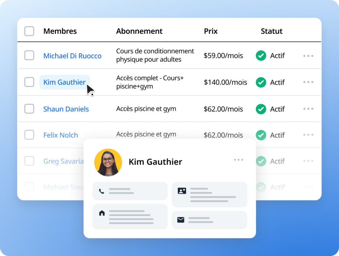 Membership CRM registrations list and members FR 2x