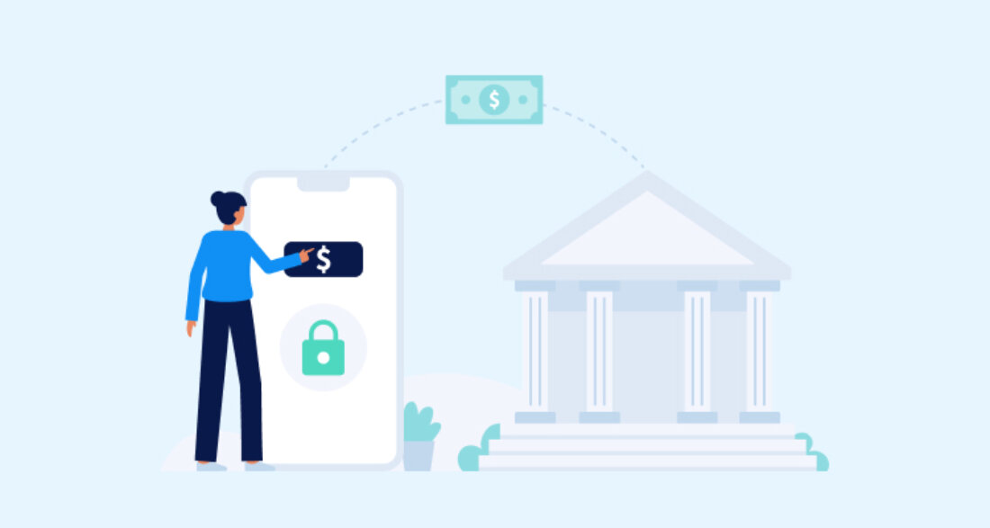 Payment mobile phone bank transaction illustration