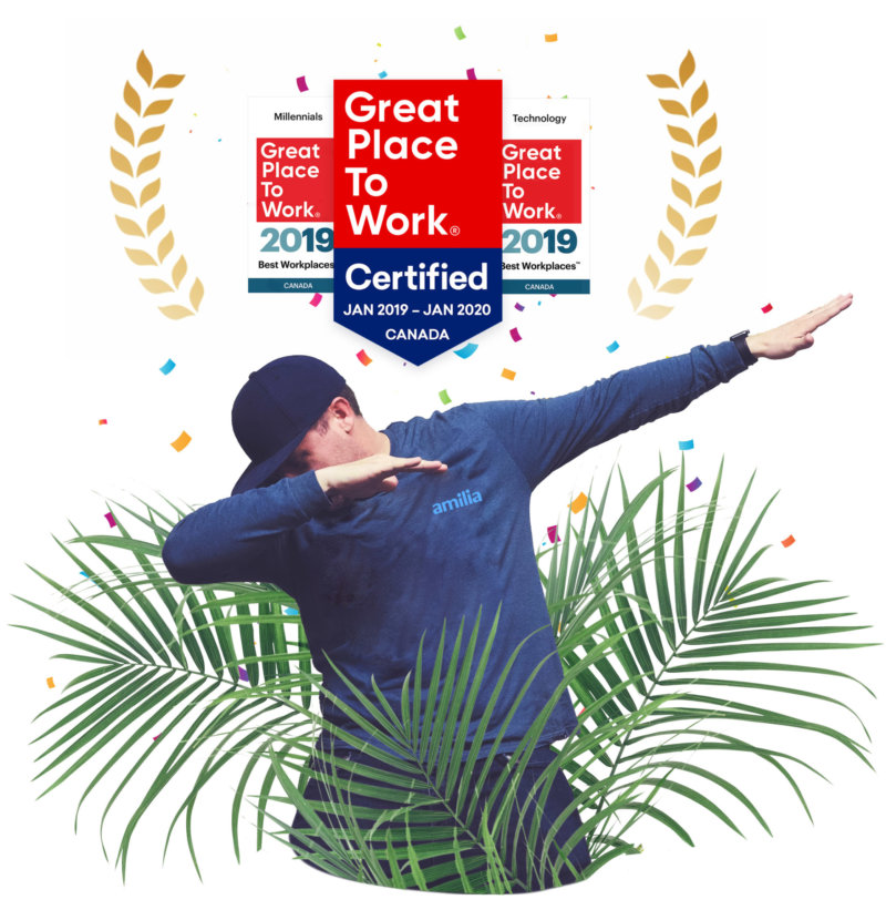 Careers awards announcement great place to work with millenials technology amilia 2019