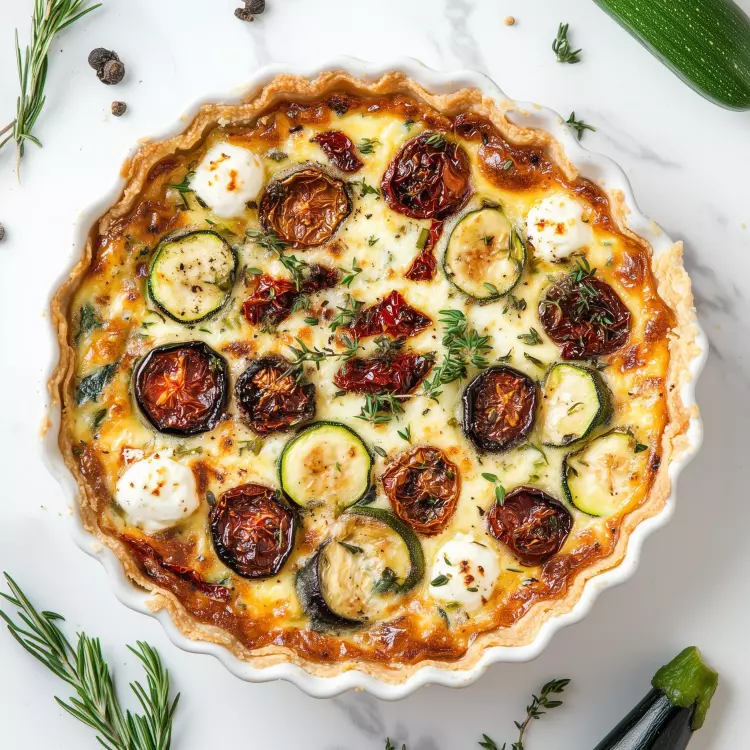 Quiche provençale aux légumes grillés au miel d'Anicet et chèvre frais