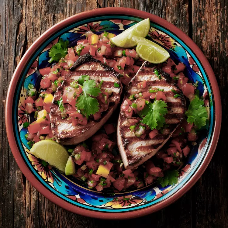 2 steaks de thon rosé lime chipotle, pico de gallo