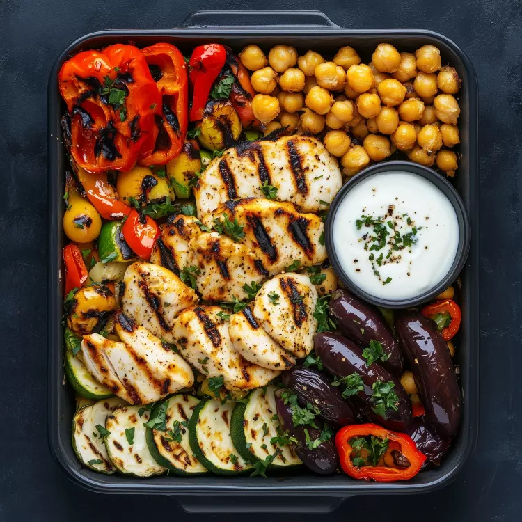 Kit sur plaque - 6 merguez d'agneau de Kamouraska, légumes, halloumi, salsa de légumes