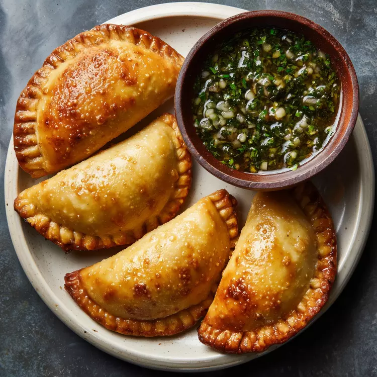 4 empanadas de bœuf de la panaderia Romina, salsa verde