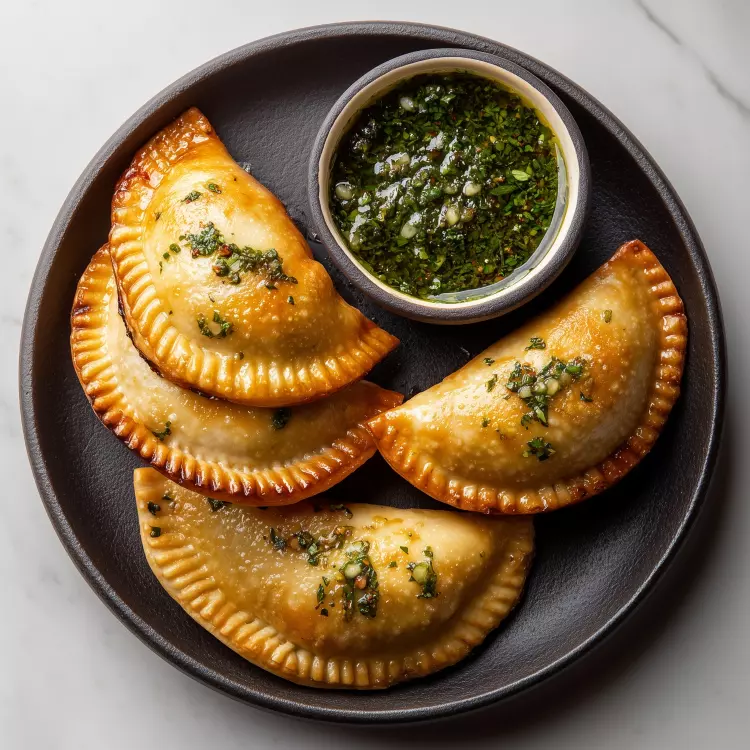 4 empanadas jambon fromage de la panaderia Romina, salsa verde
