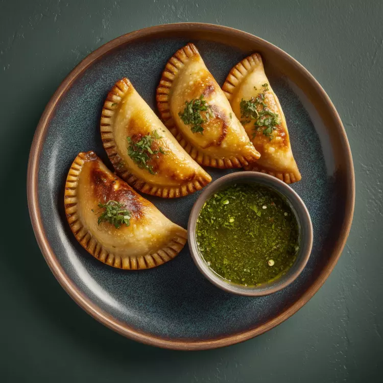 4 empanadas au poulet et fromage de la panaderia Romina, salsa verde