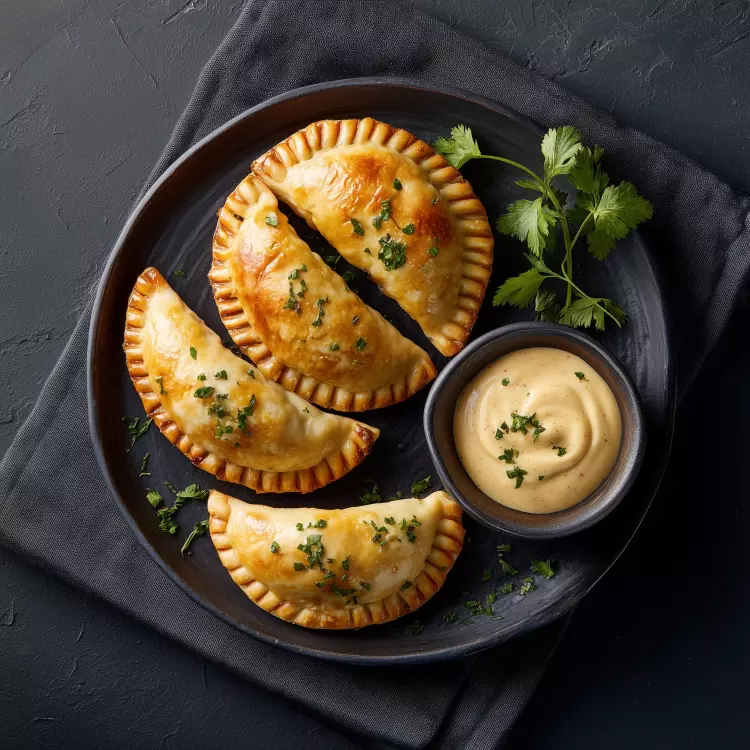 4 empanadas de bœuf de la panaderia Romina, mayo chipotle