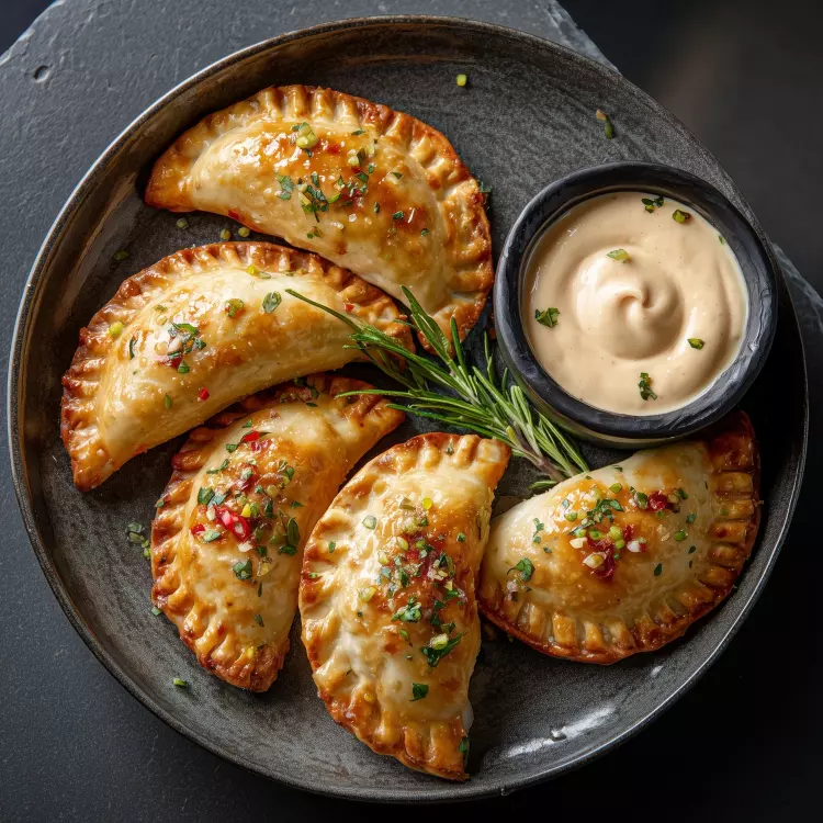 4 empanadas jambon fromage de la panaderia Romina, mayo chipotle
