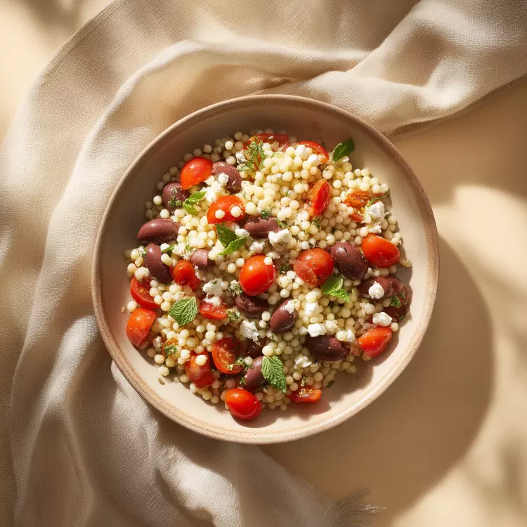 Salade de couscous perlé à la grecque aux Kalamata et feta rôti au miel d'Anicet (750ml)