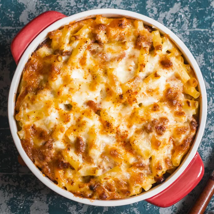 Macaroni gratiné au poulet et cheddar de l'Île-aux-grues
