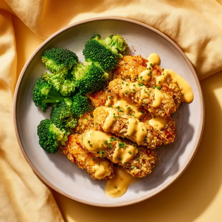 Doigts de poulet frits aux Rice Krispies (200g), sauce style big mac, brocoli