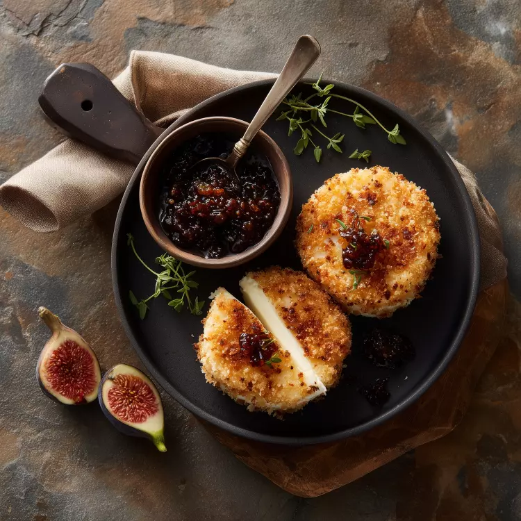 Paillot de chèvre chaud frit, confiture de figues
