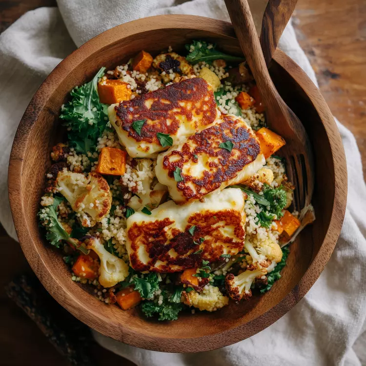 Salade de couscous, chou-fleur, courge butternut et halloumi rôtis (750ml)