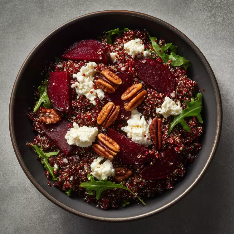 Salade de quinoa aux betteraves, chèvre et pacanes caramélisées (1 litre)