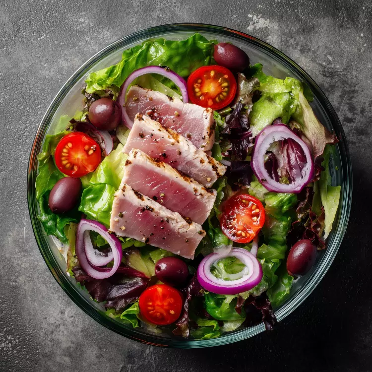 Salade-repas - 2 pavés de thon à la provençale, haricots blancs, Kalamata et parmigiano