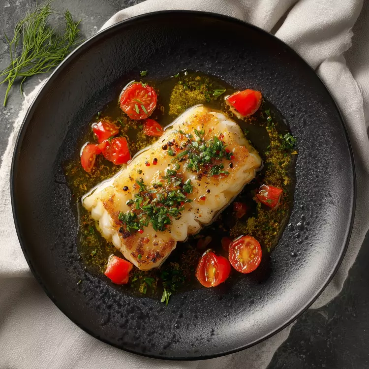 2 pavés de morue d'Islande, sauce vierge aux tomates et aneth