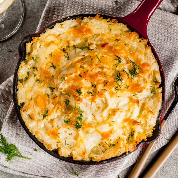 Parmentier de boeuf effiloché, purée de légumes racines et cheddar de l'Île-aux-grues