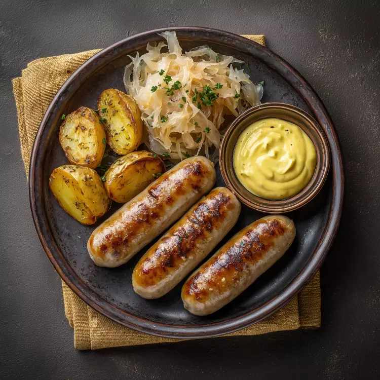 Spécial Oktoberfest - 4 saucisses, choucroute, moutarde, pommes de terre rattes
