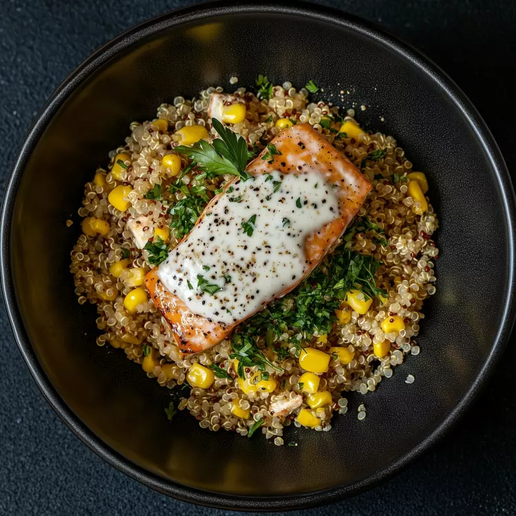 Salade de quinoa à la truite et légumes croquants, vinaigrette au gingembre (1 litre)