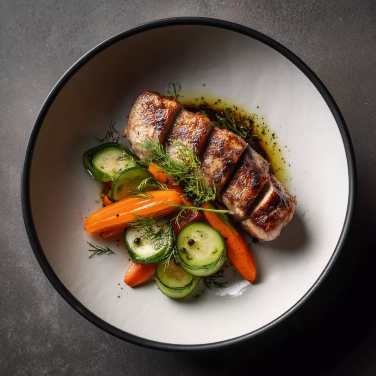 Filet de porc char siu pour 2, légumes marinés