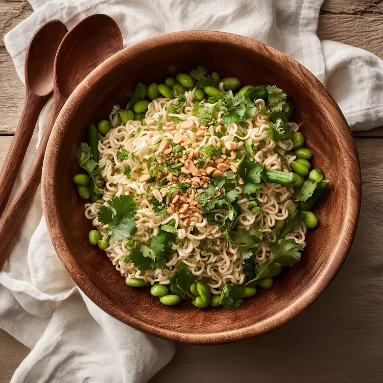 Salade de ramen, légumes verts et arachides, vinaigrette menthe coriandre (750ml)