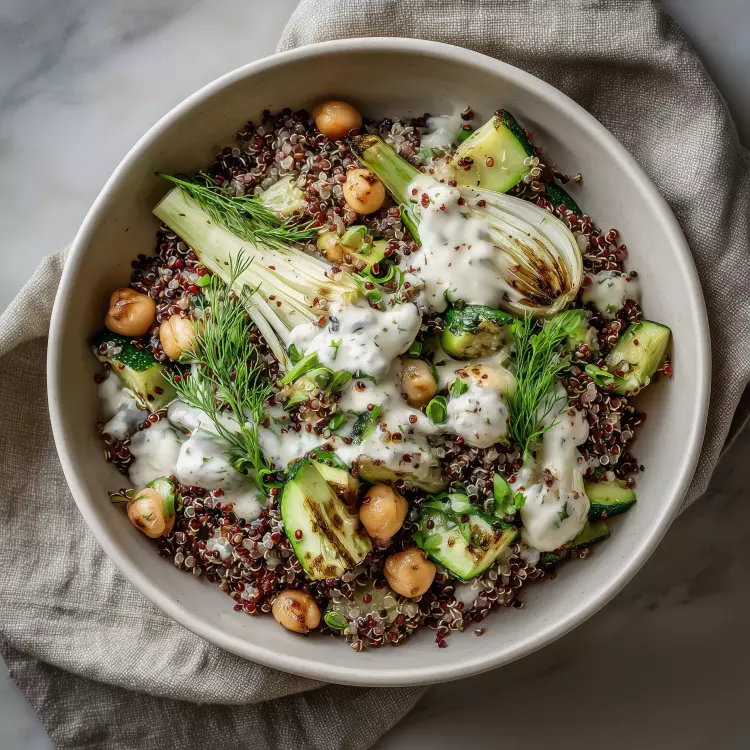 Salade de quinoa et pois chiches aux légumes, vinaigrette à la coriandre (750ml)