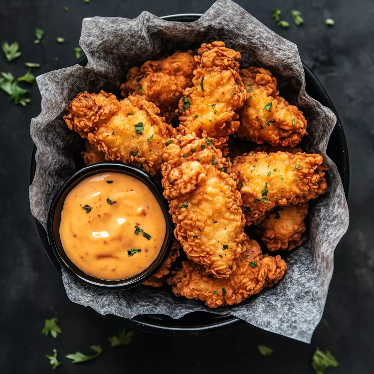 Doigts de poulet croustillants aux Corn Flakes, sauce moutarde au miel d'Anicet