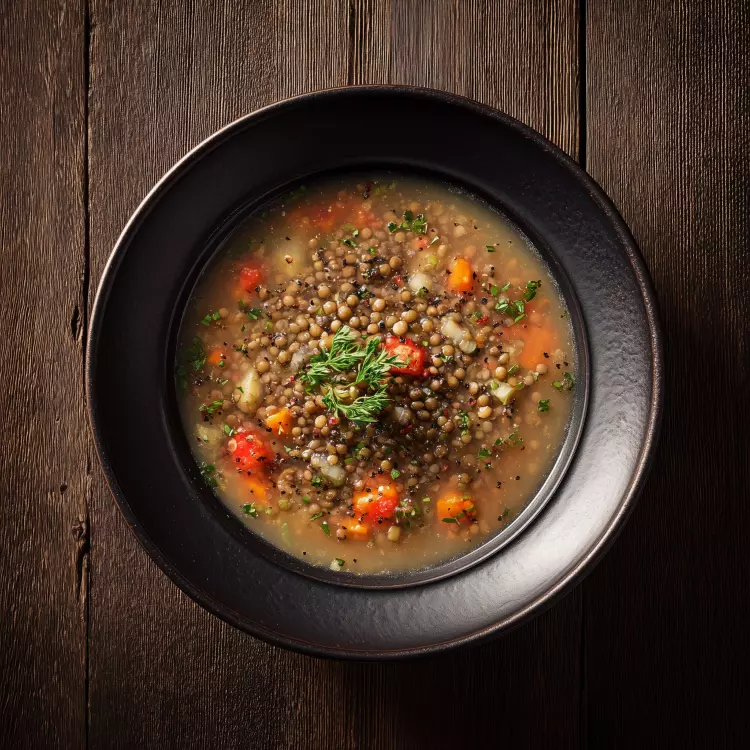 Soupe méditerranéenne de lentilles et légumes
