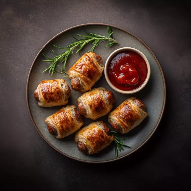 6 mini-saucisses viennoises feuilletées, ketchup maison