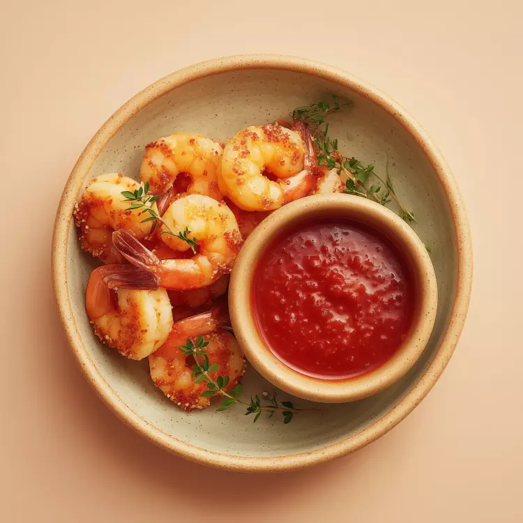 12 crevettes tigrées marinées origan et jalapeno, sauce cocktail