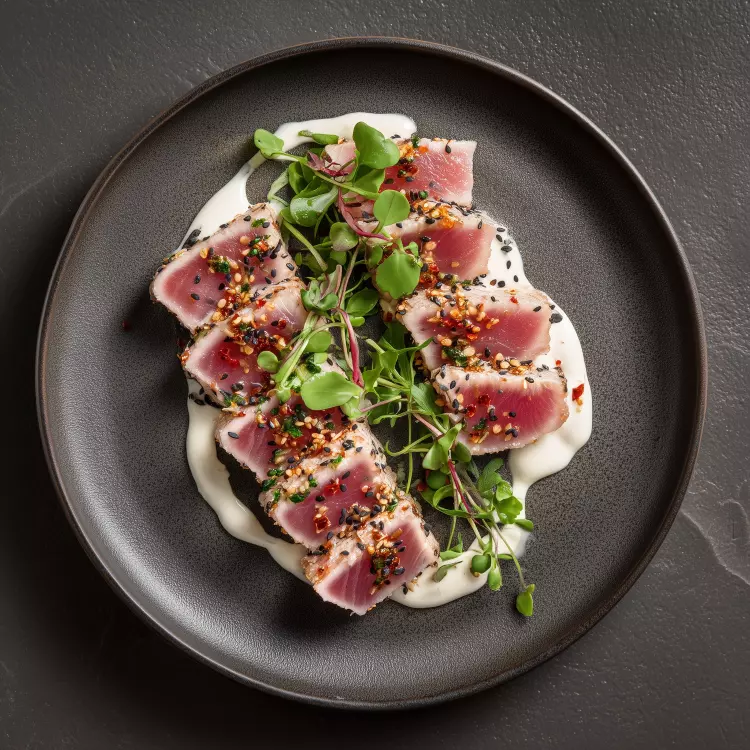 Tataki de thon rosé (200g),  sauce niçoise