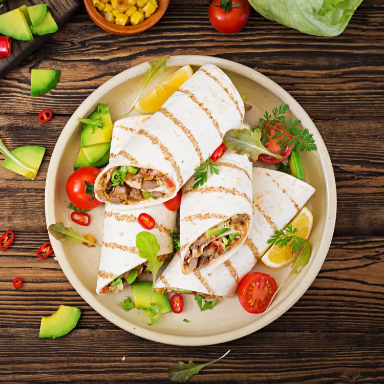 4 wraps tex-mex à la dinde, maïs et haricots noirs