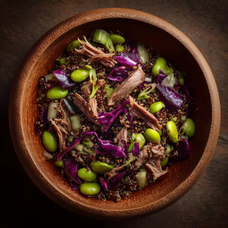 Salade de quinoa au canard confit, vinaigrette sésame gingembre (750ml)