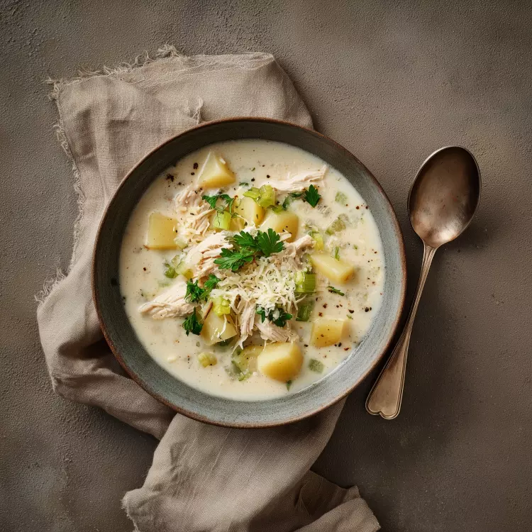 Soupe crémeuse au bacon, pommes de terre et cheddar de l'Île-aux-grues