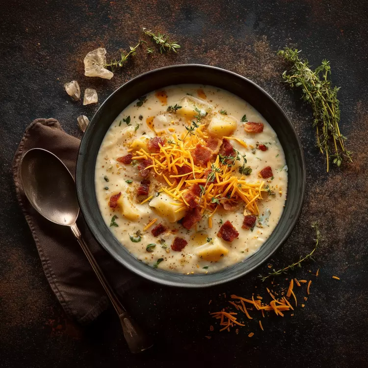 Soupe crémeuse au bacon, pommes de terre et cheddar de l'Île-aux-grues