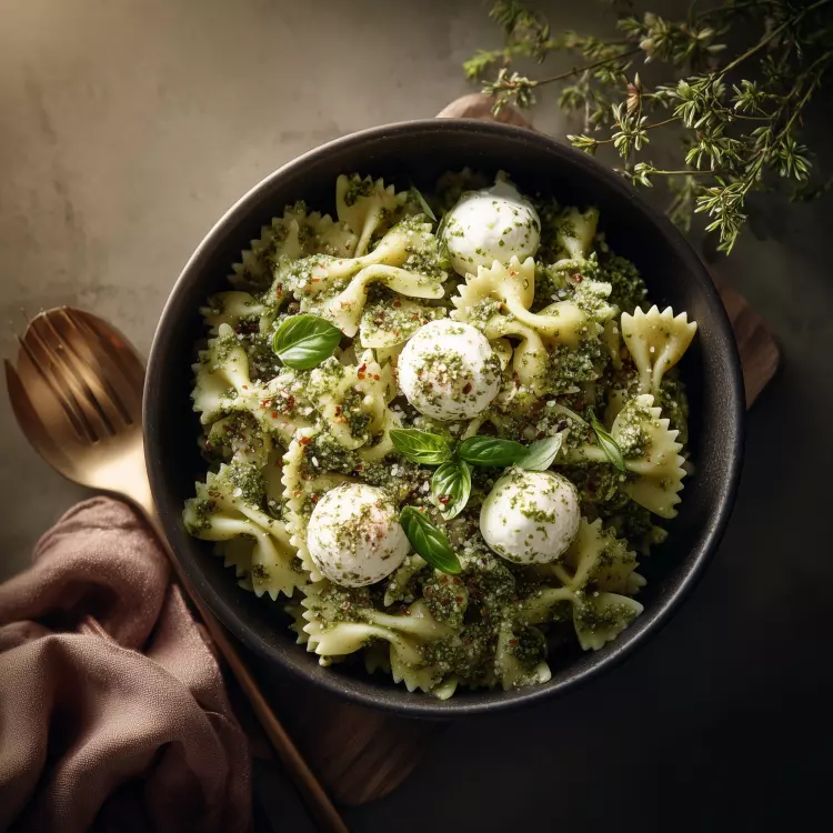 Salade de farfalles aux bocconcinis, pesto de basilic et roquette (1 litre)