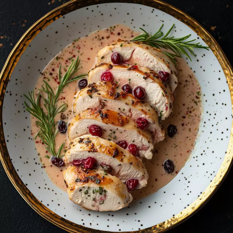 2 médaillons de dinde à la canneberge, sauce au vin blanc