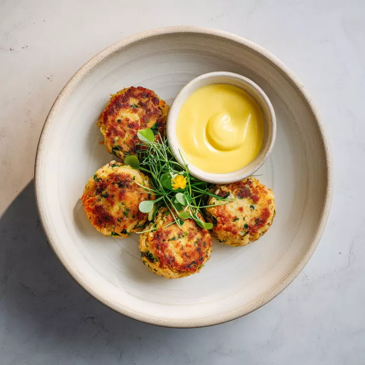 Crab cakes de crabe des neiges (4), rouille citronnée maison