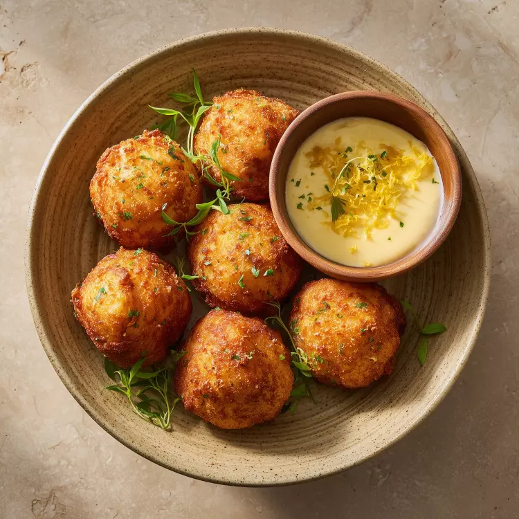 Accras de morue (6), mayo lime cari