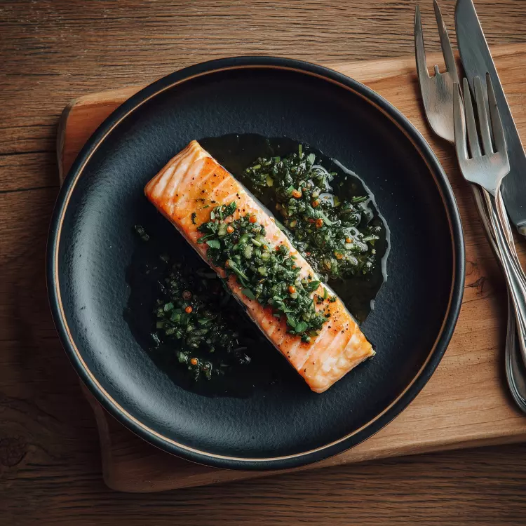 Pavés de saumon de l'Atlantique (2), sauce vierge aux baies de sureau immatures et artichauts