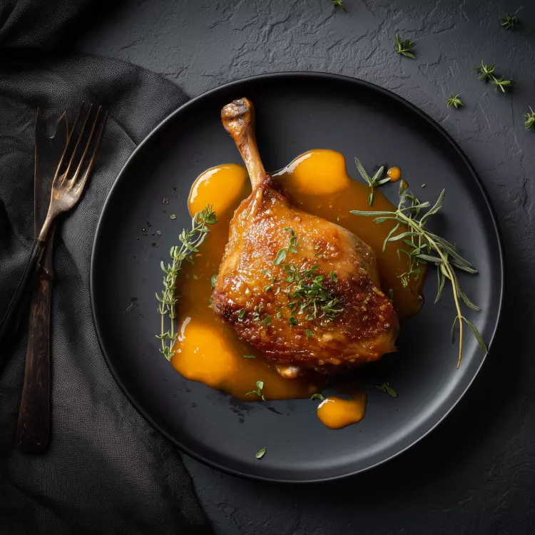 Cuisses de canard confites (2), sauce à l'orange