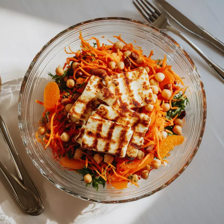 Salade de pois chiches, carottes, halloumi et abricots, vinaigrette au miel d'Anicet (750ml)