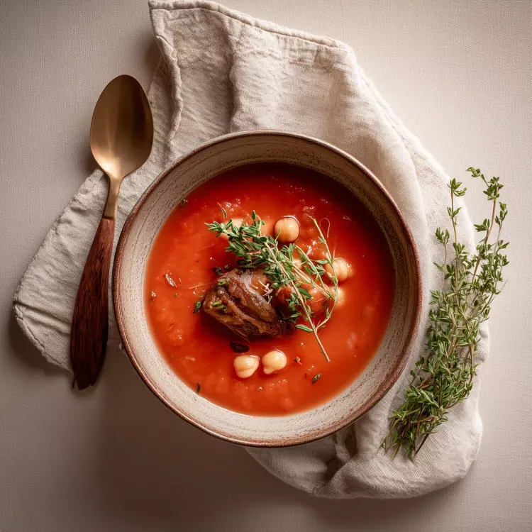 Soupe de veau et légumineuses au thym