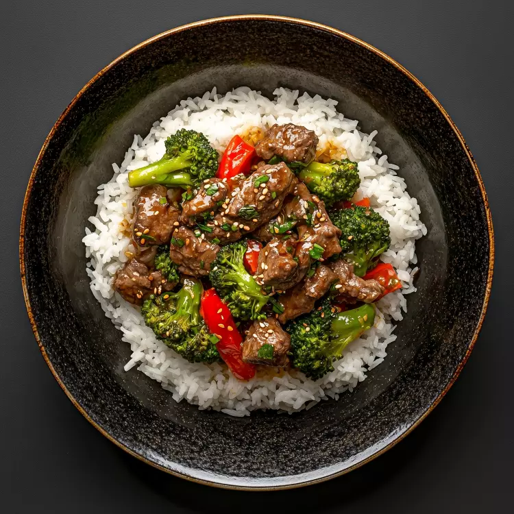 Sauté asiatique de bœuf et brocoli, graines de sésame