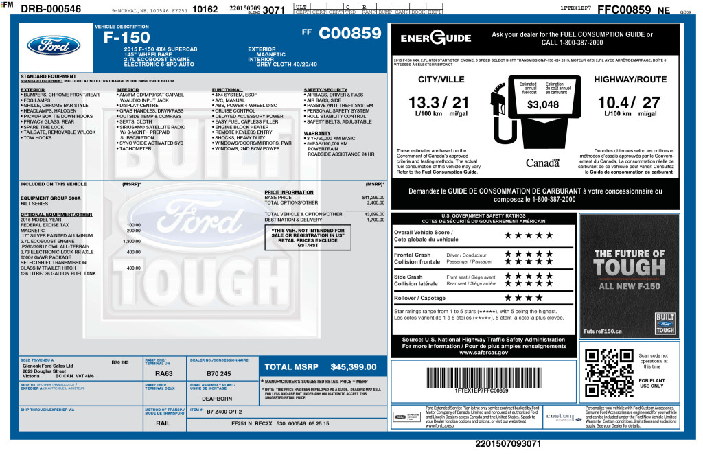 Gray 2015 Ford F-150 Pickup Truck Four-Wheel Drive Automatic