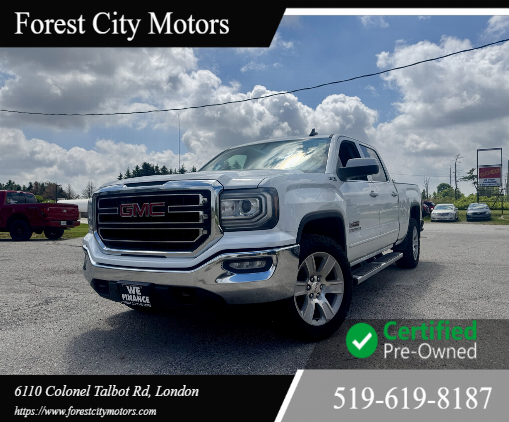 White 2017 GMC Sierra 1500 SLE Crew Cab 4WD Pickup Truck Four-Wheel Drive Automatic