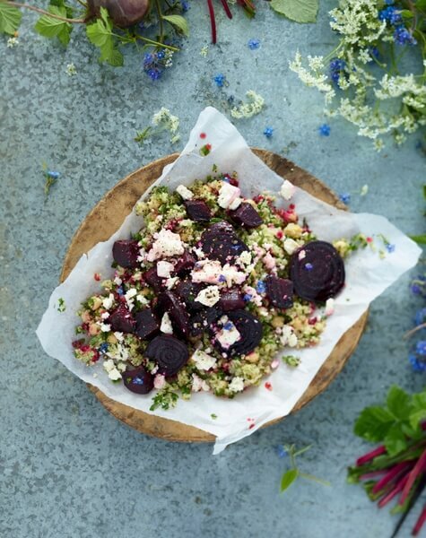 Salade de betteraves, feta et couscous